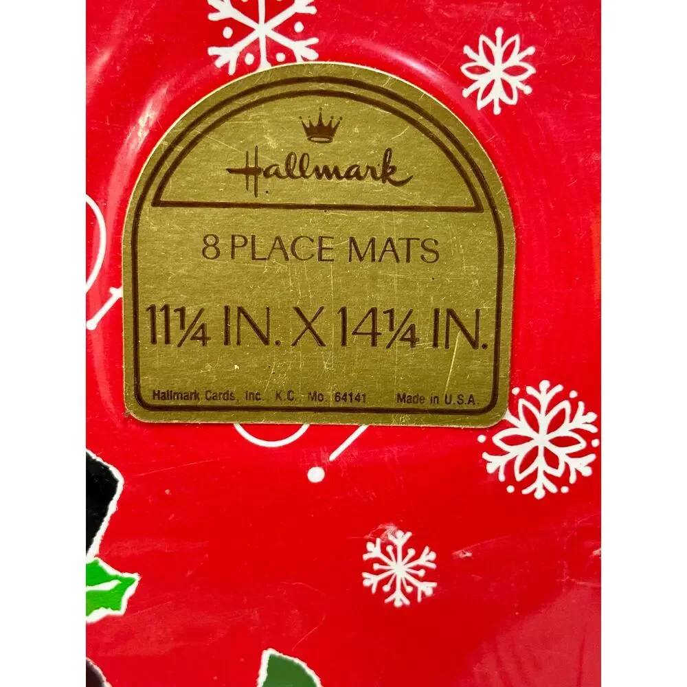 VTG Hallmark Christmas paper Placemats Snowman‎ Set of 16 – 8 NIP & 8 Used USA